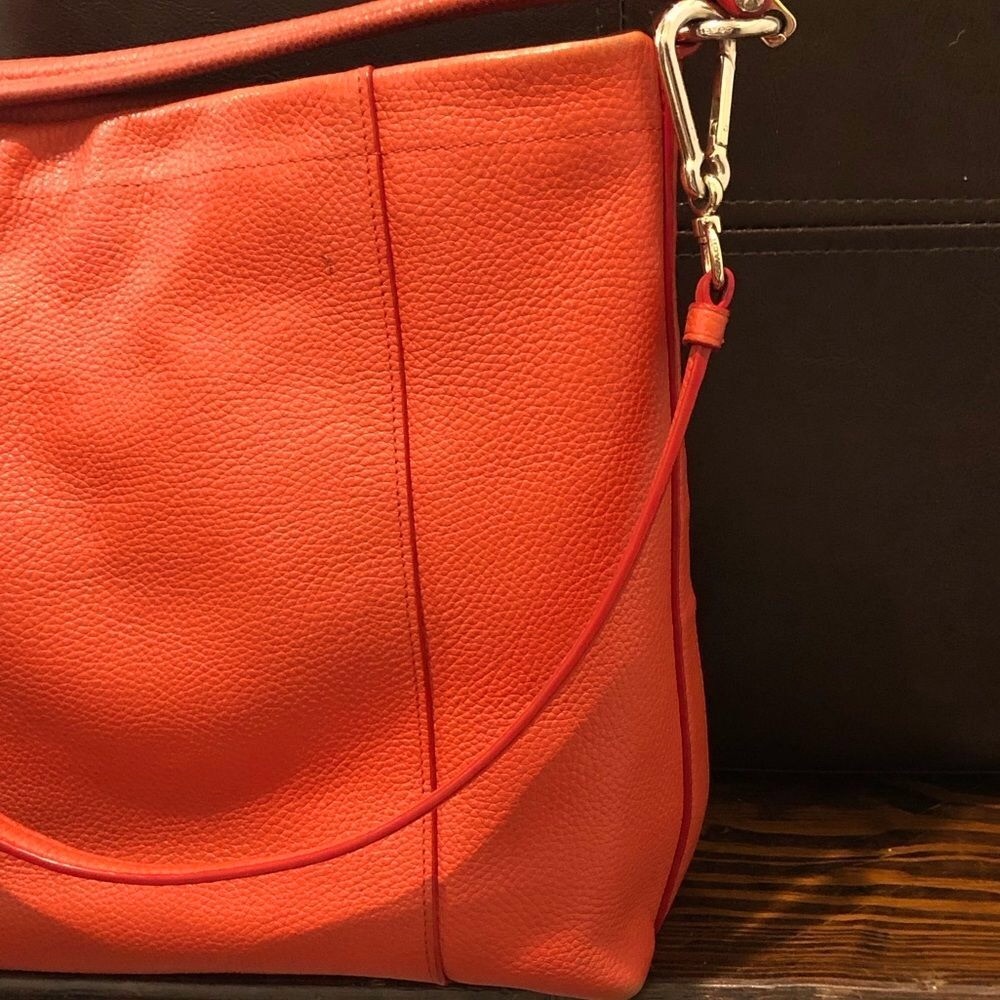 SOLD  COACH Vintage Orange Tangerine Crossbody Briefcase Shoulder Bag - Picture 7 of 16